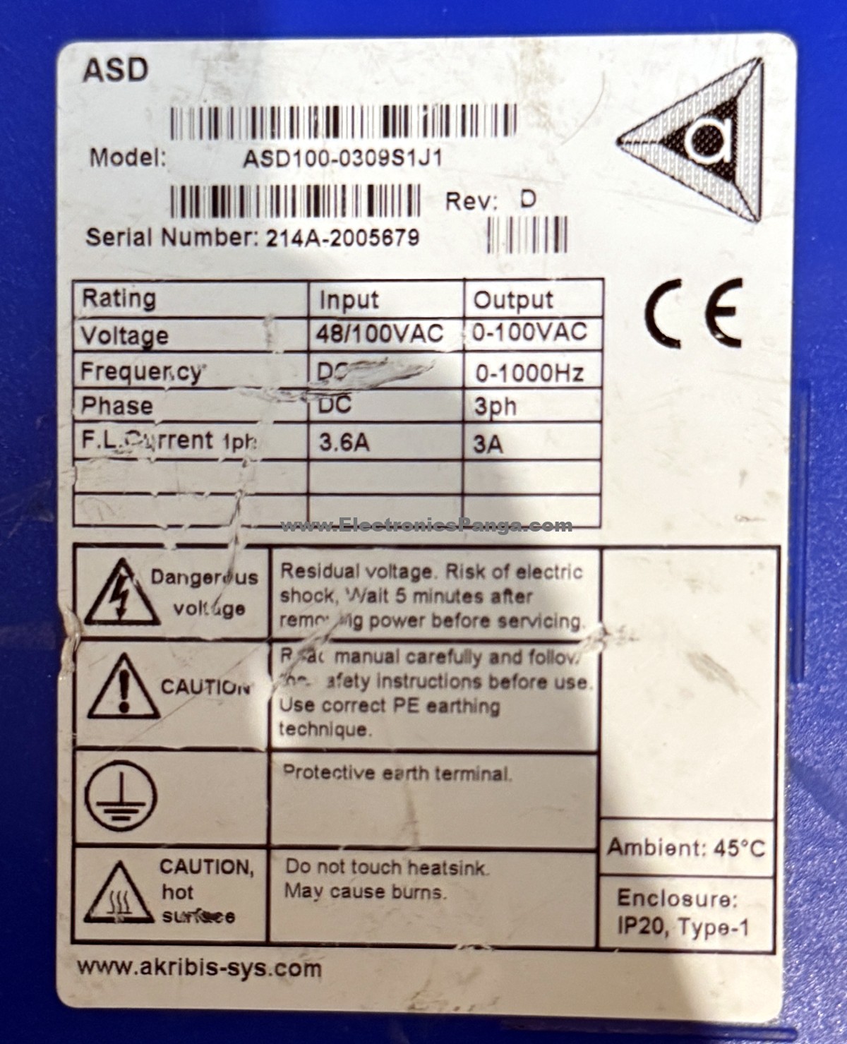 AKRIBIS SYSTEM 400W (0.4Kw) ASD100-0309S1J1 AC Servo Driver SD1547 - Image 3
