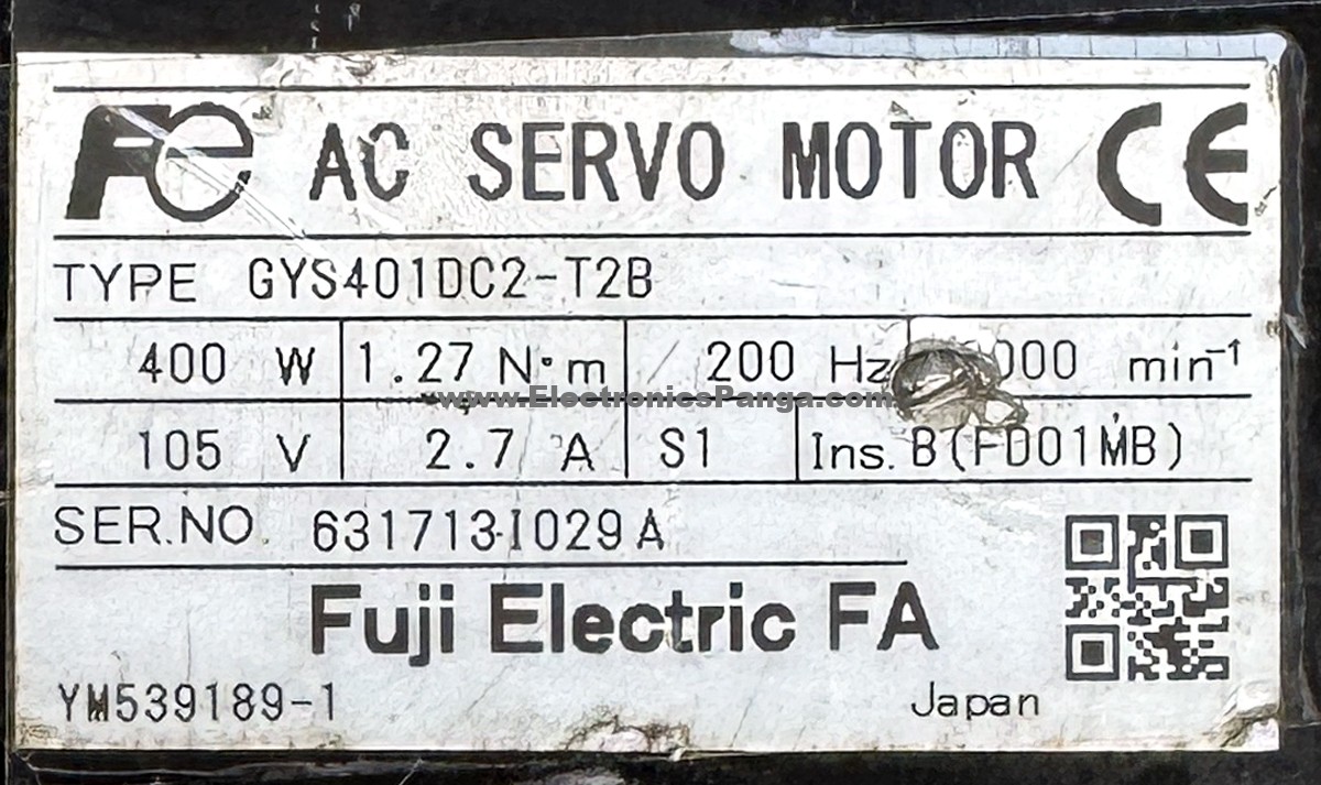 FUJI ELECTRIC 400W (0.4Kw) GYS401DC2-T2B AC Servo Motor SM1368 - Image 2