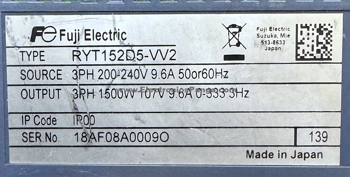 FUJI ELECTRIC Alpha5 1.5Kw (1500W) RYT152D5-VV2 AC Servo Driver SD1541 - Image 3