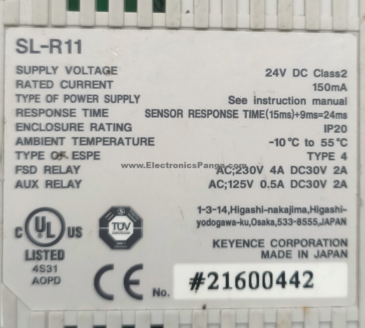 KEYENCE SL-R11 24V/DC 150mA Intelligent Safety Relay Unit R59 - Image 2