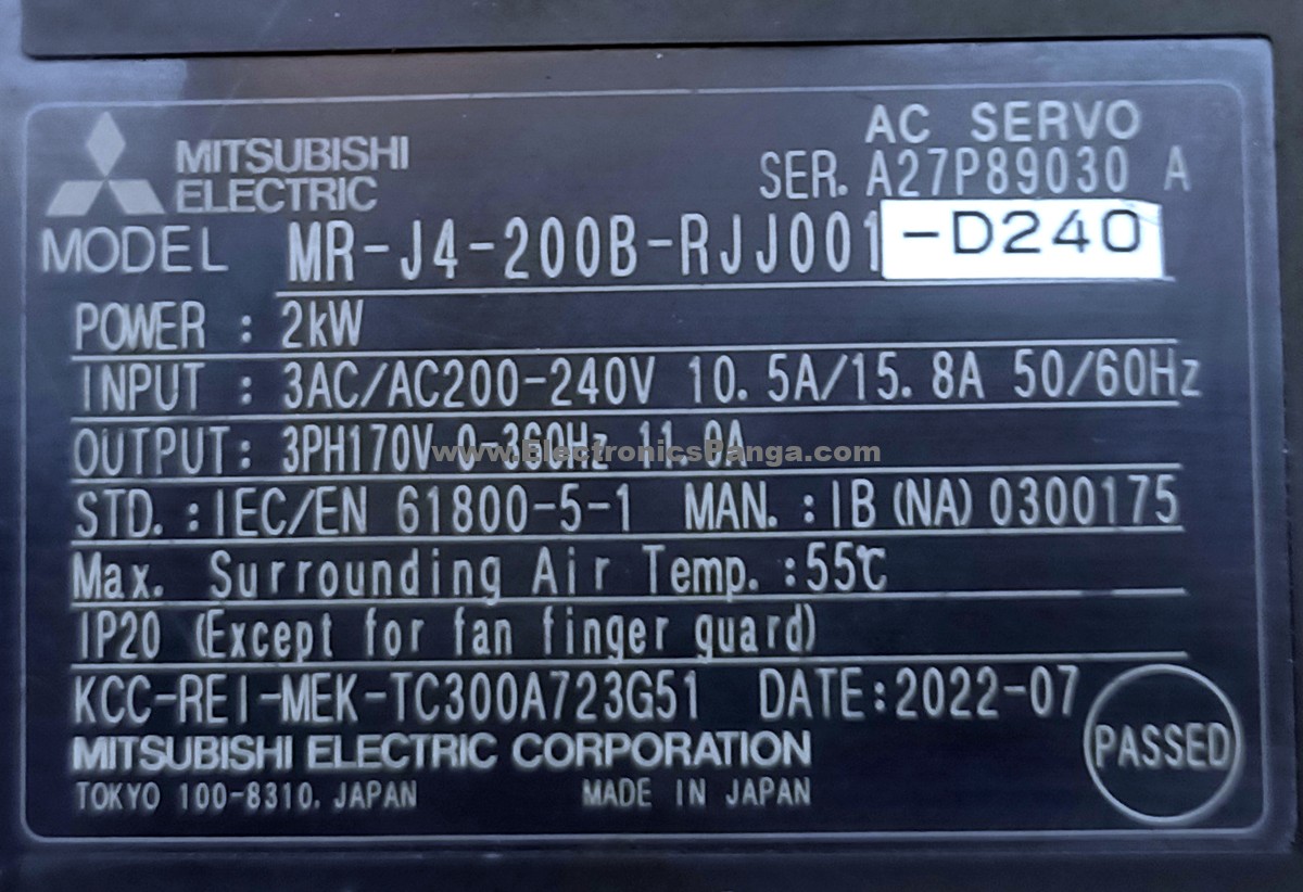 MITSUBISHI 2Kw (2000W) MR-J4-200B-RJJ001-D240 AC Servo Driver SD1539 - Image 2