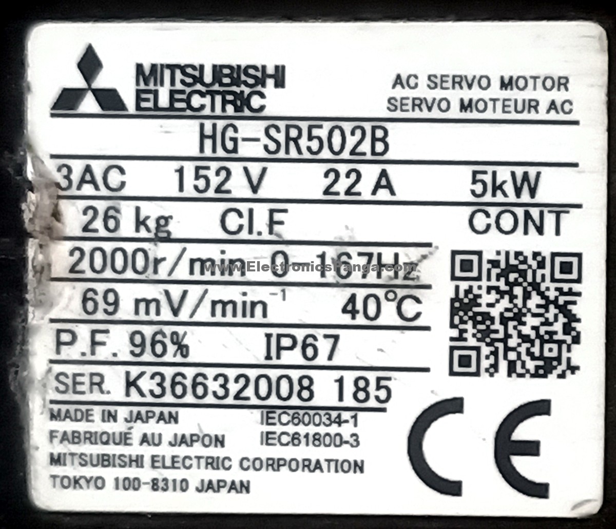 MITSUBISHI 5Kw (5000W) HG-SR502B AC Servo Motor SM1354 - Image 2