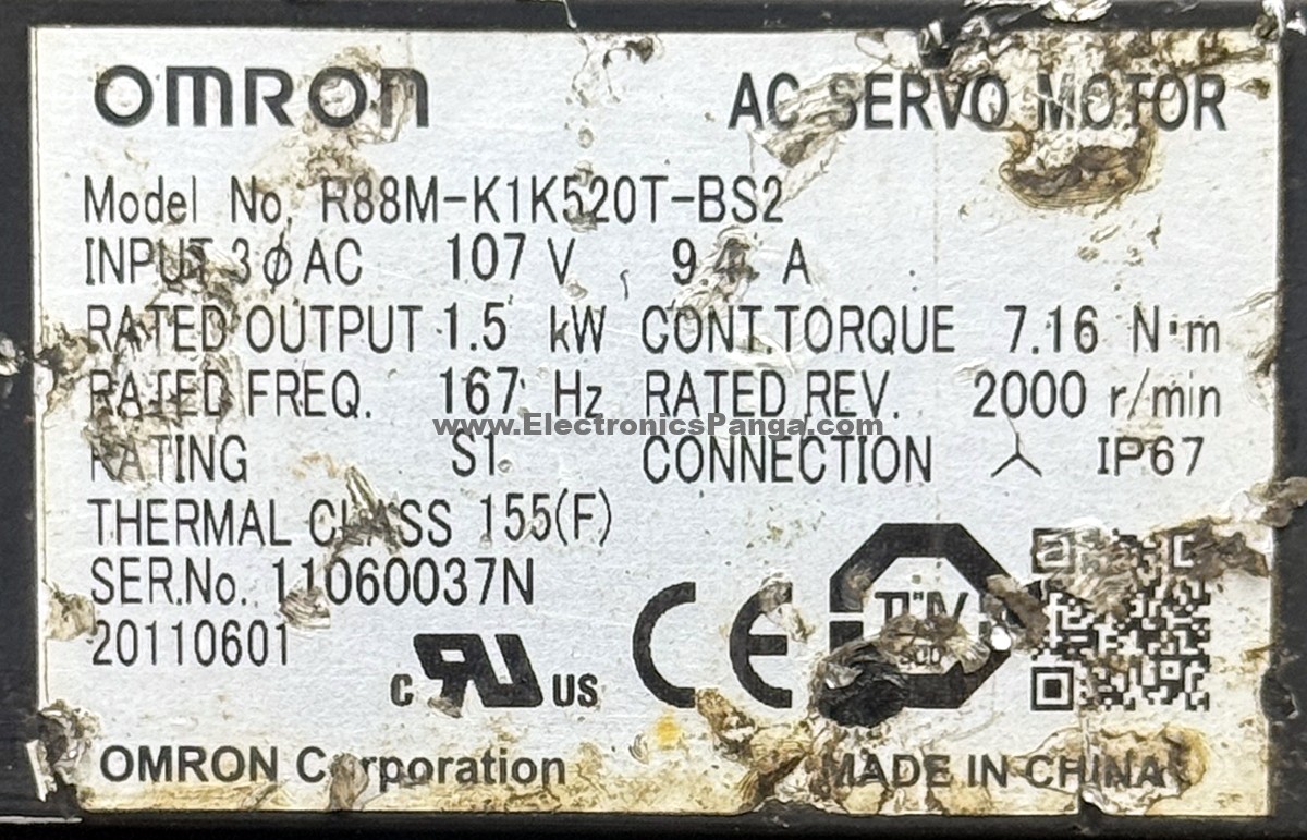 OMRON 1.5Kw (1500W) R88M-K1K520T-BS2 AC Servo Motor SM1362 - Image 2