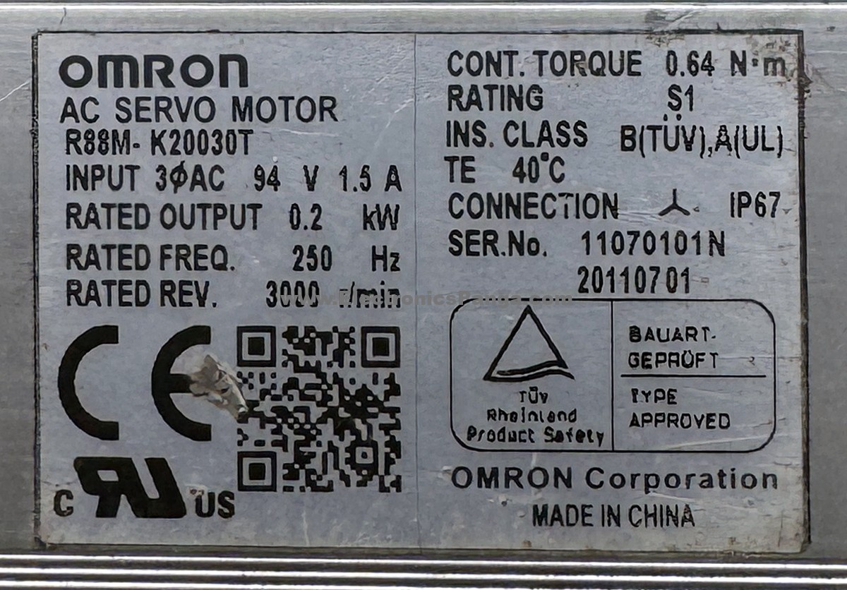 OMRON 200W (0.2Kw) R88M-K20030T AC Servo Motor SM1373 - Image 2