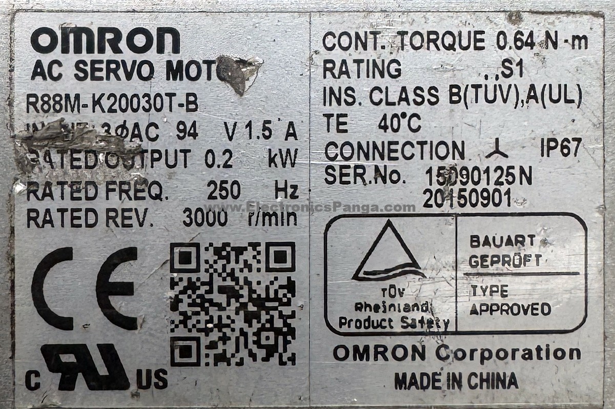 OMRON 200W (0.2Kw) R88M-K20030T-B AC Servo Motor SM1376 - Image 2
