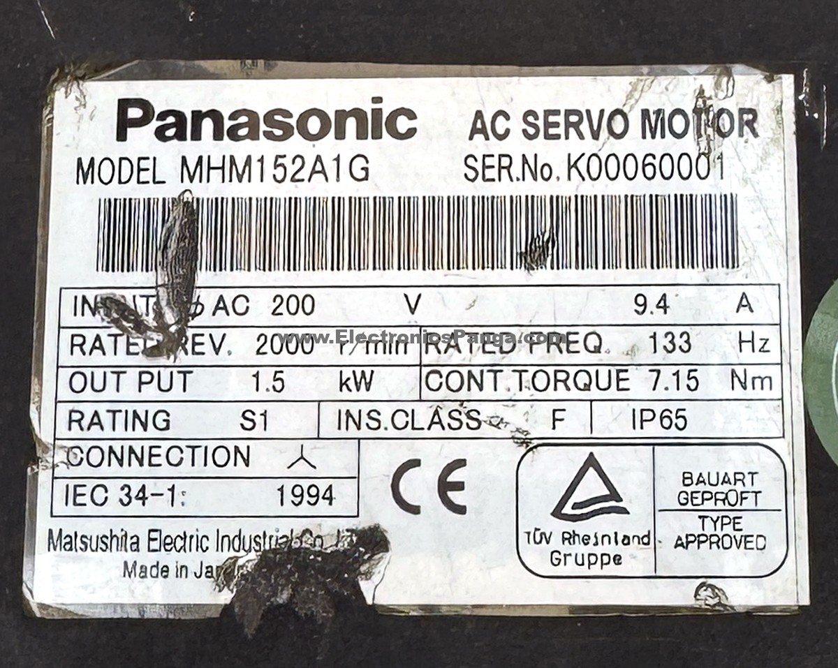 PANASONIC 1.5Kw (1500W) MHM152A1G AC Servo Motor SM1363 - Image 2