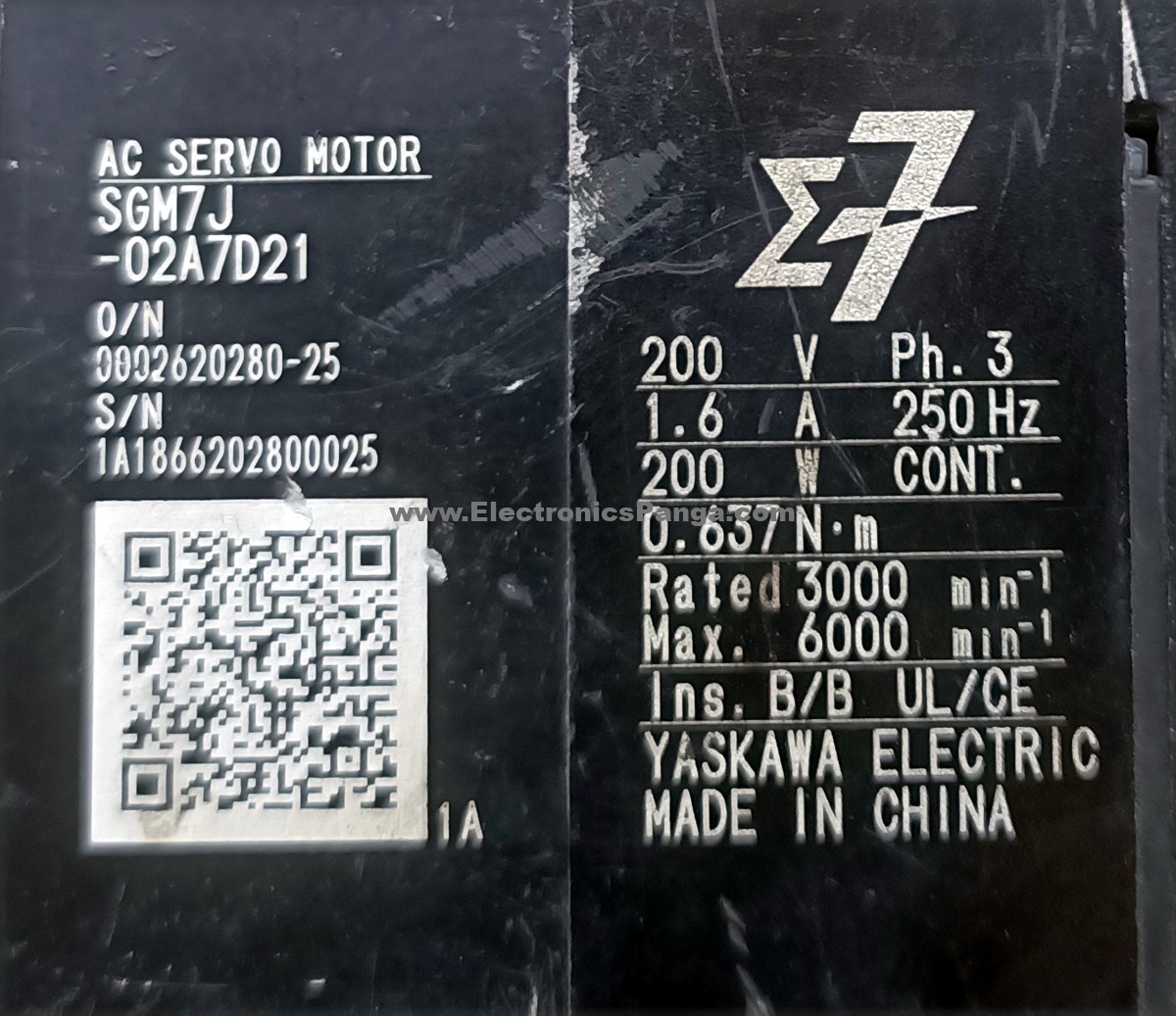 YASKAWA 200w (0.2kw) Sigma7 SGM7J-02A7D21 AC Servo Motor SM1348 - Image 2