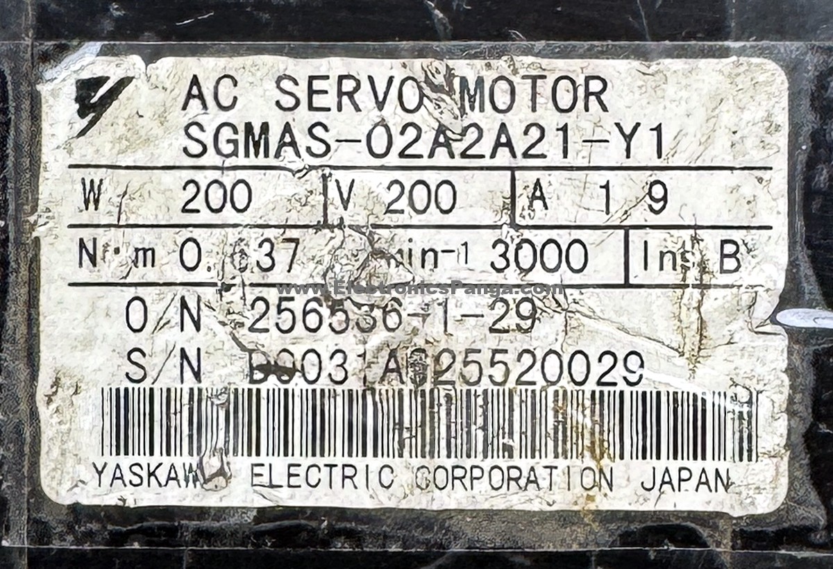 YASKAWA 200W (0.2Kw) SGMAS-02A2A21-Y1 AC Servo Motor SM1365 - Image 2