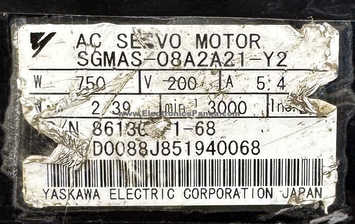 YASKAWA 750W (0.75Kw) SGMAS-08A2A21-Y2 AC Servo Motor SM1366 - Image 2