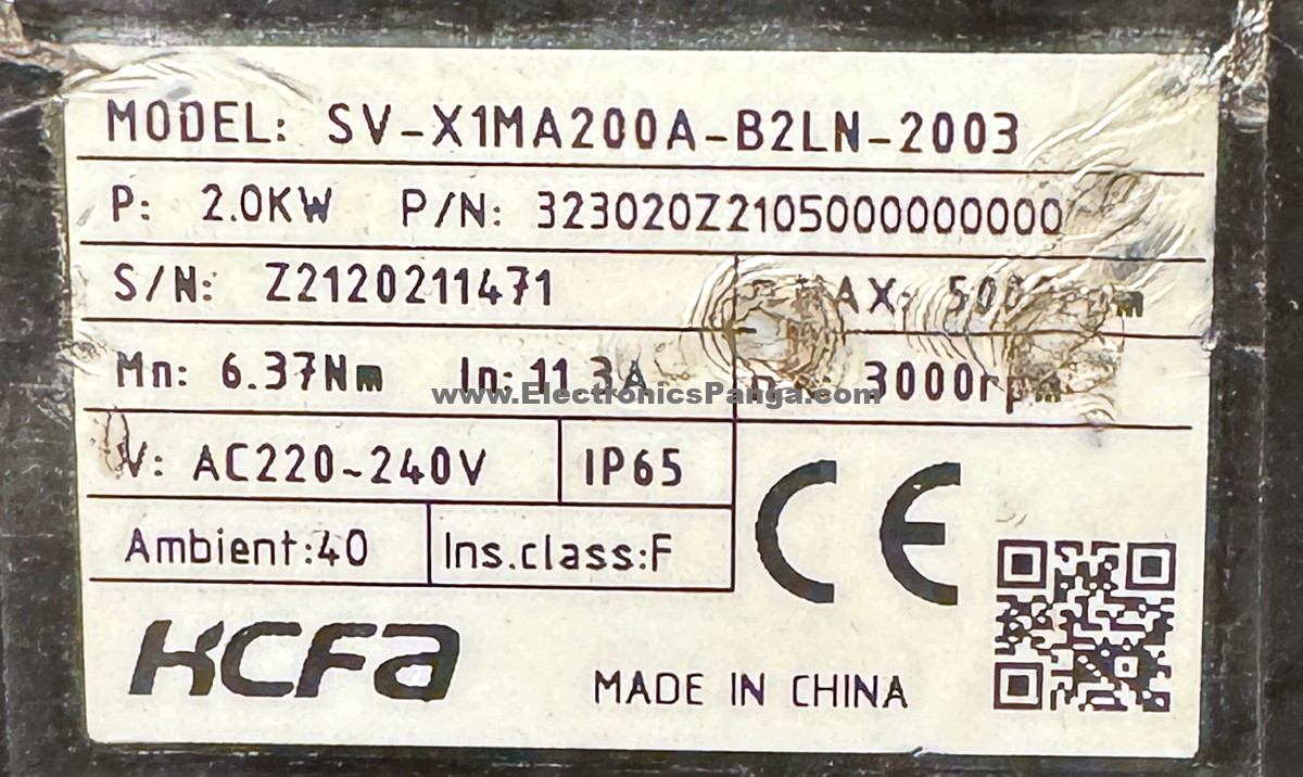 HCFA 2.0Kw (2000W) SV-X1MA200A-B2LN-2003 AC Servo Motor SM1401 - Image 2