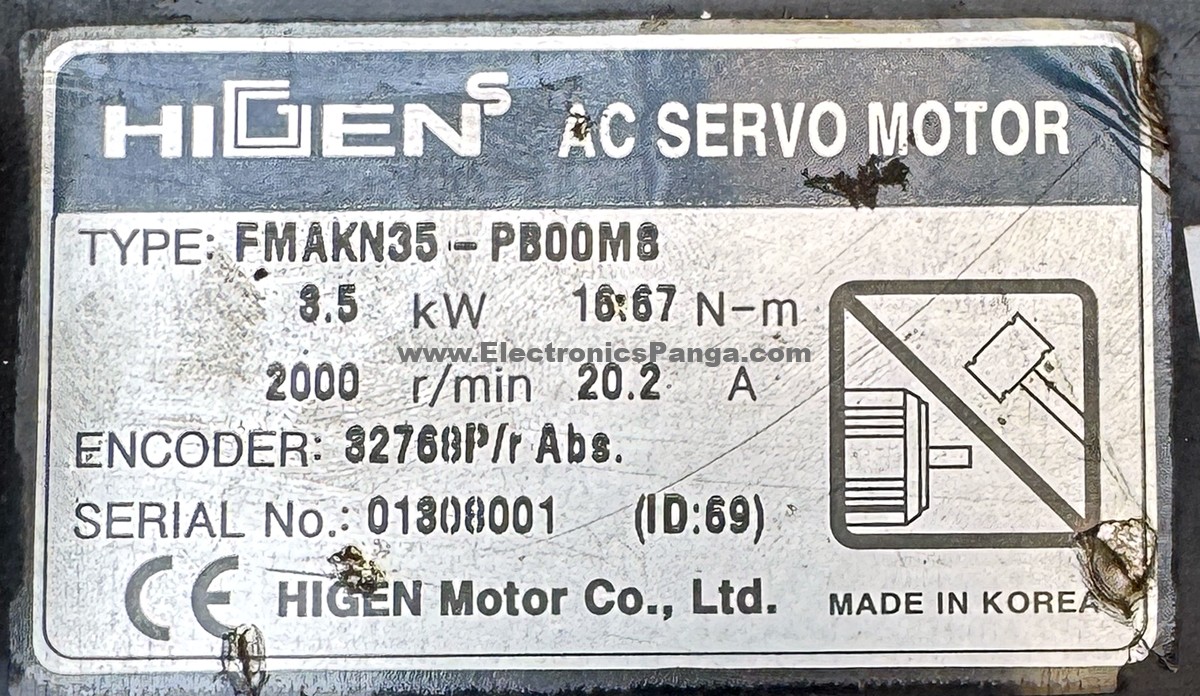HIGEN 3.5Kw (3500W) FMAKN35-PB00M8 AC Servo Motor SM1387 - Image 2