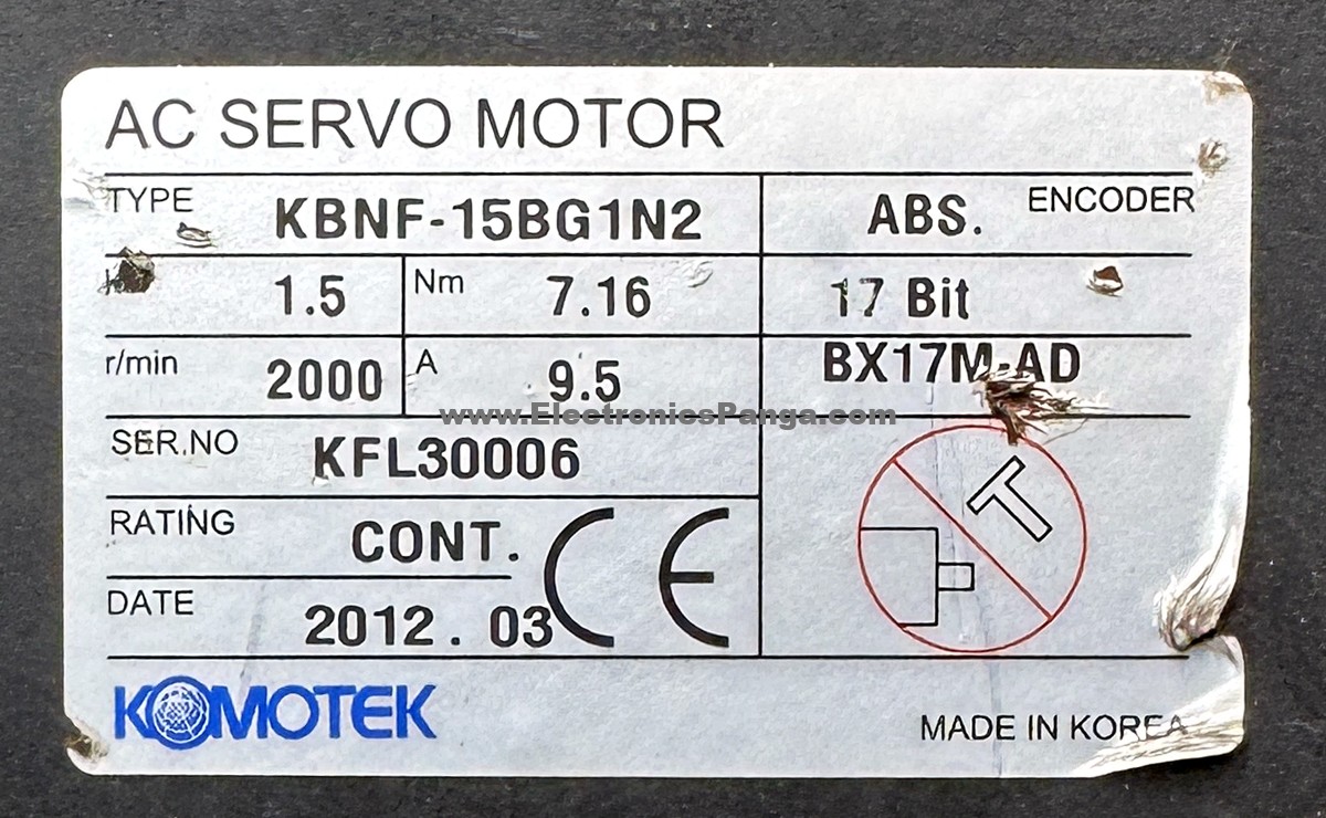 KOMOTEK 1.5Kw (1500W) KBNF-15BG1N2 AC Servo Motor SM1388 - Image 2