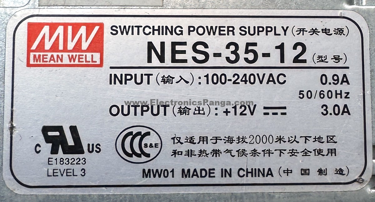 MEAN WELL NES-35-12 12V 3A AC To DC Single Output Switching Power Supply P434 - Image 2