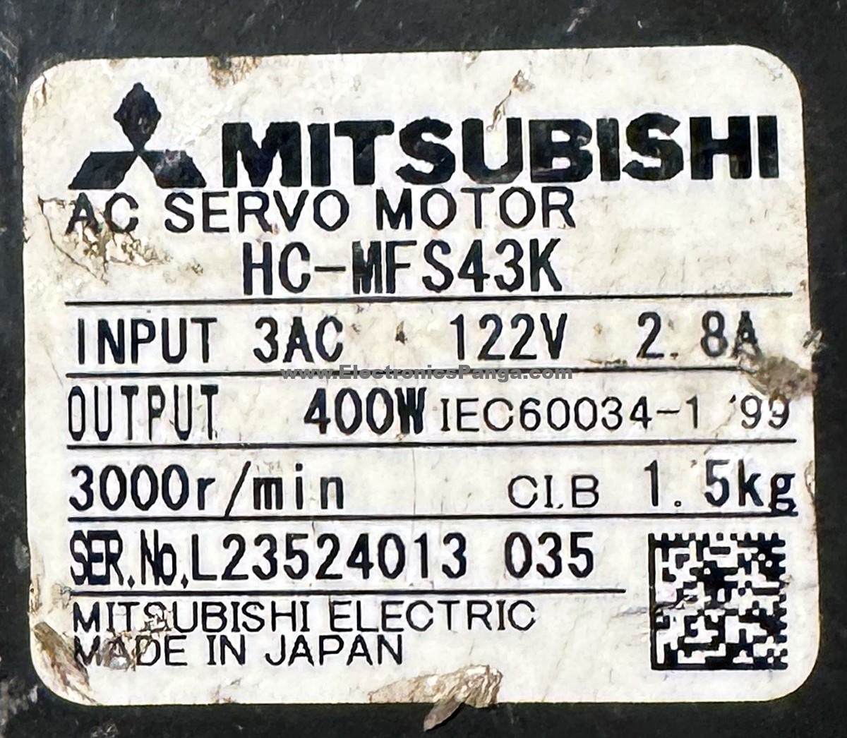 MITSUBISHI 400W (0.4Kw) HC-MFS43K AC Servo Motor SM1416 - Image 2