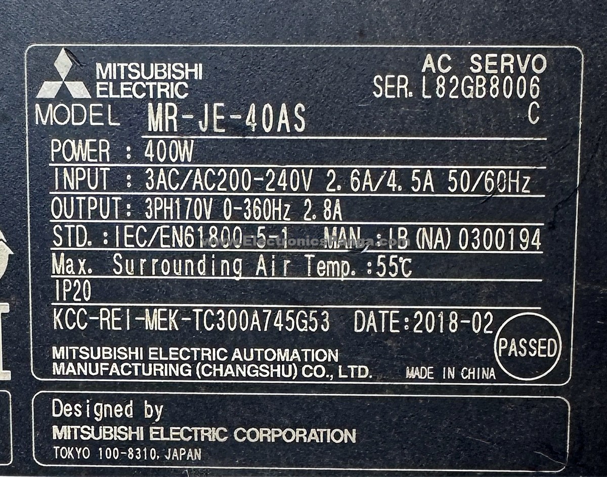 MITSUBISHI 400W (0.4Kw) MR-JE-40AS AC Servo Driver SD1552 - Image 3