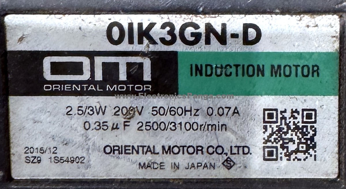 ORIENTAL MOTOR 0IK3GN-D 2.5/3W 200V 2500-3100Rpm Induction Motor DM188 - Image 2