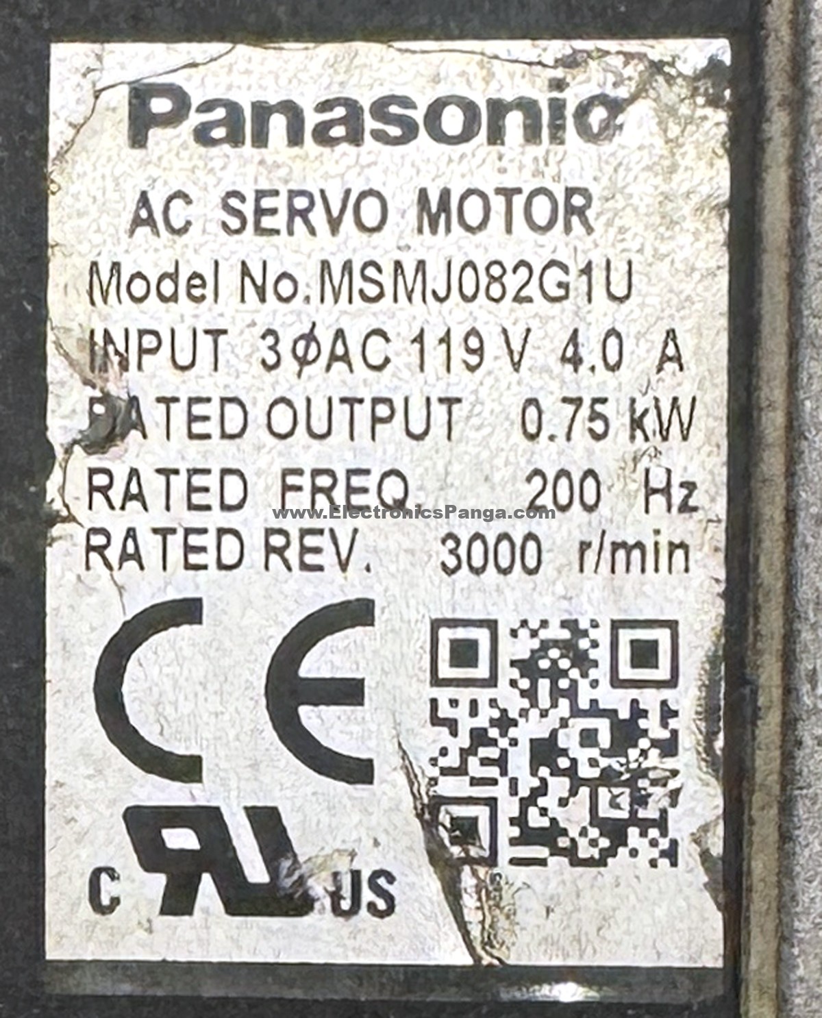 PANASONIC 750W (0.75Kw) MSMJ082G1U AC Servo Motor SM1424 - Image 2