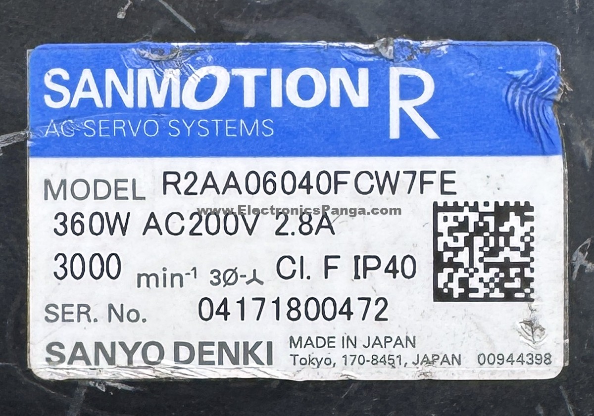 SANYO DENKI SANMOTION 360W (0.36Kw) R2AA06040FCW7FE AC Servo Motor SM1430 - Image 2