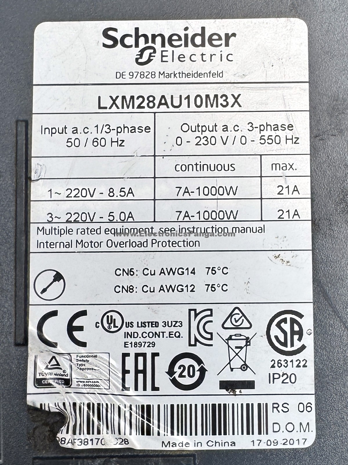 SCHNEIDER ELECTRIC 1000W (1Kw) LXM28AU10M3X AC Servo Driver SD1558 - Image 3