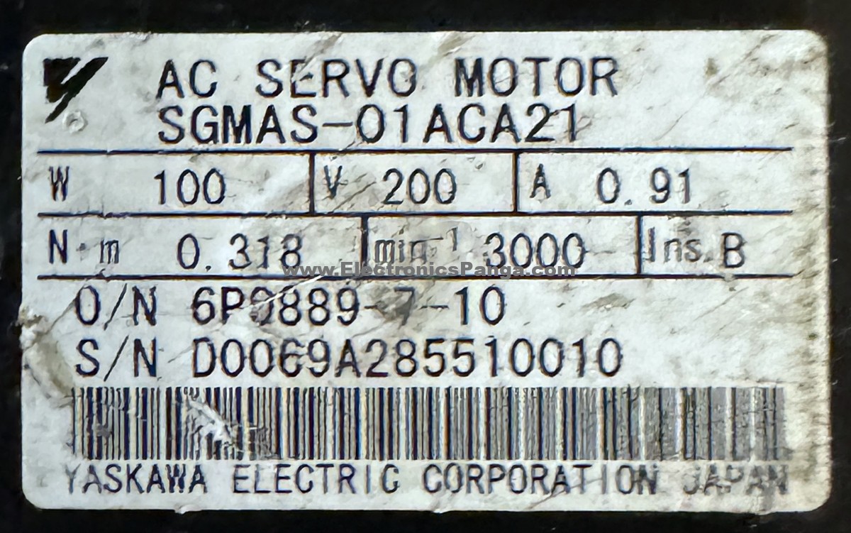 YASKAWA 100W (0.1Kw) SGMAS-01ACA21 AC Servo Motor SM1425 - Image 2