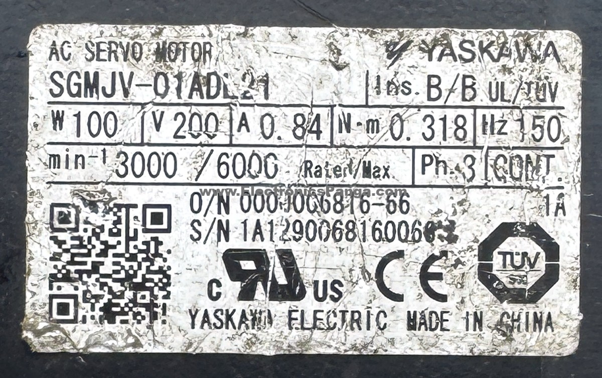 YASKAWA 100W (0.1Kw) SGMJV-01ADL21 AC Servo Motor SM1398 - Image 2