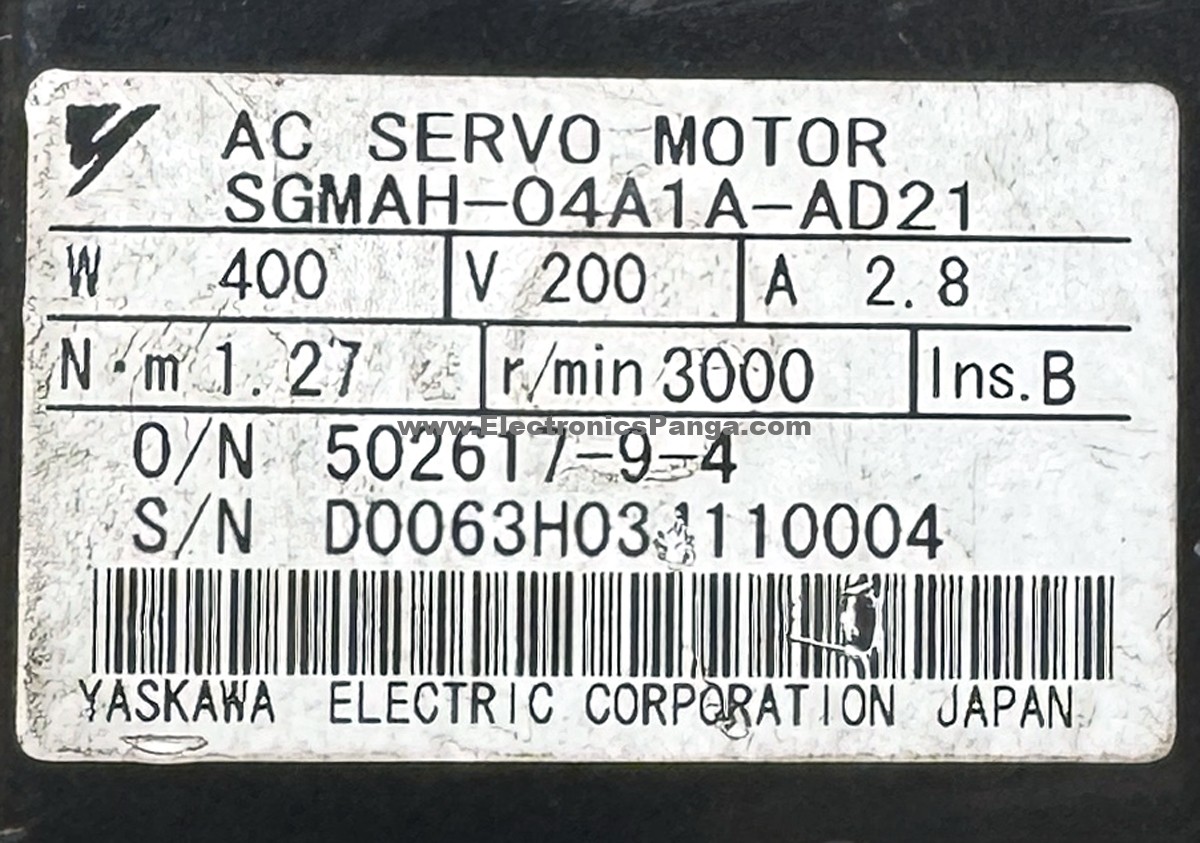 YASKAWA 400W (0.4Kw) SGMAH-04A1A-AD21 AC Servo Motor SM1393 - Image 2