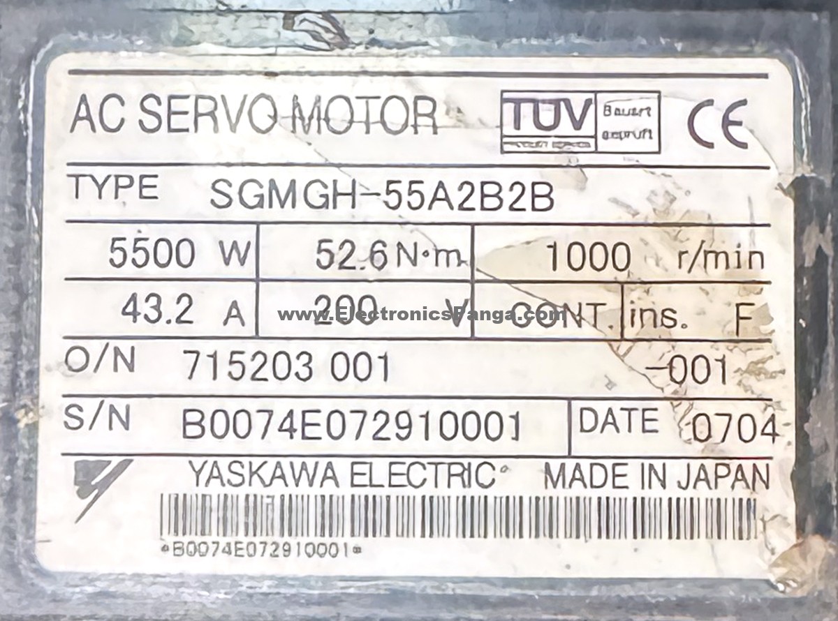 YASKAWA 5500W (5.5Kw) SGMGH-55A2B2B AC Servo Motor SM1411 - Image 2