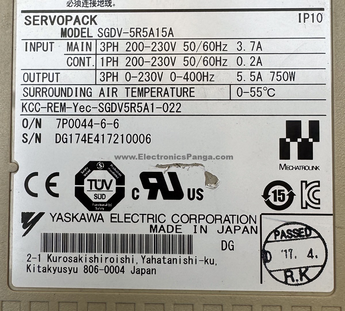YASKAWA 750W (0.75Kw) SGDV-5R5A15A AC Servo Driver SD1551 - Image 4