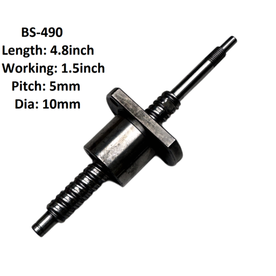 10X5 CNC Ball Screw With Nut 5mm Pitch 1.5inch Working And 4.8inch Length BS-490