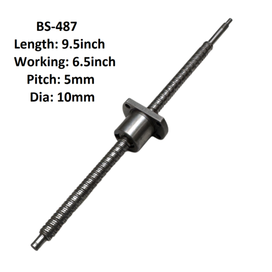 10X5 CNC Ball Screw With Nut 5mm Pitch 6.5inch Working and 9.5inch Length BS-487