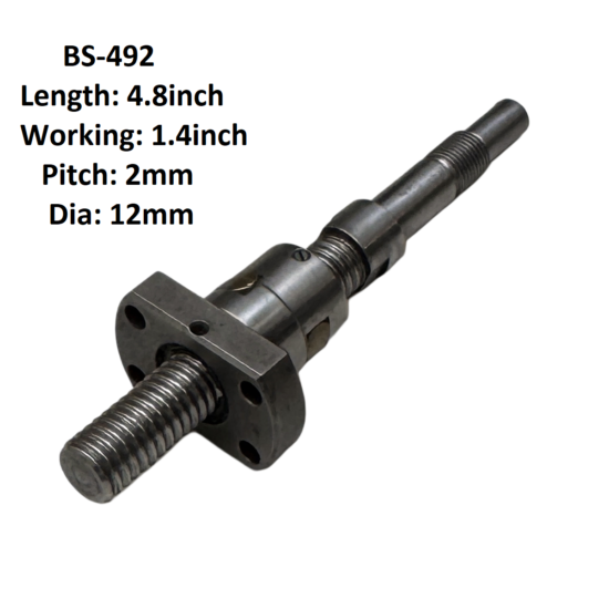 12X2 CNC Ball Screw With Nut 2mm Pitch 1.4inch Working And 4.8inch Length BS-492