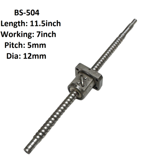 12X5 CNC Ball Screw With Nut 5mm Pitch 7inch Working And 11.5inch Length BS-504