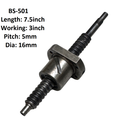 16X5 CNC Ball Screw  With Nut 5mm Pitch 3inch Working And 7.5inch Length BS-501