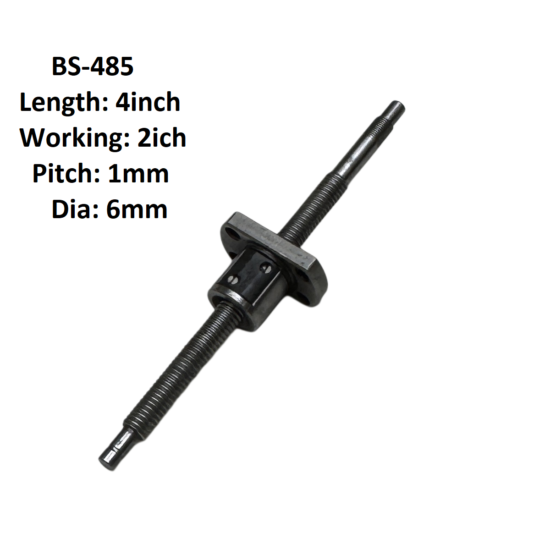 6X1 CNC Ball Screw With Nut 1mm Pitch 2inch Working and 4inch Length BS-485
