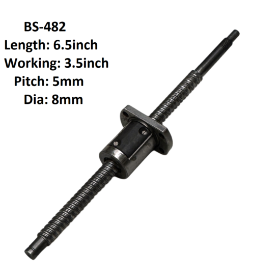 8X5 CNC Ball Screw With Nut 5mm Pitch 3.5inch Working and 6.5inch Length BS-482