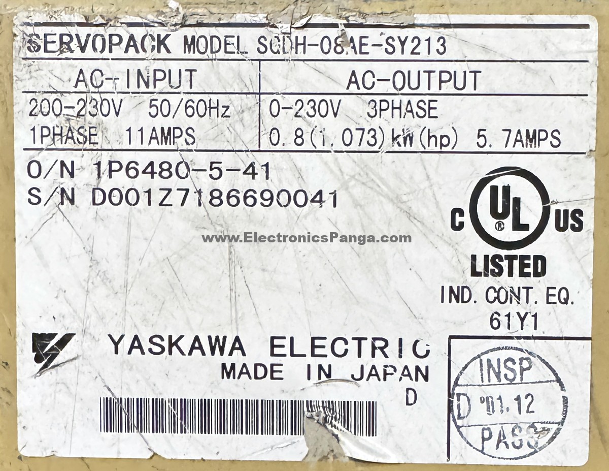 YASKAWA 08Kw (800W) SGDH-08AE-SY213 AC Servo Driver SD1589 - Image 4