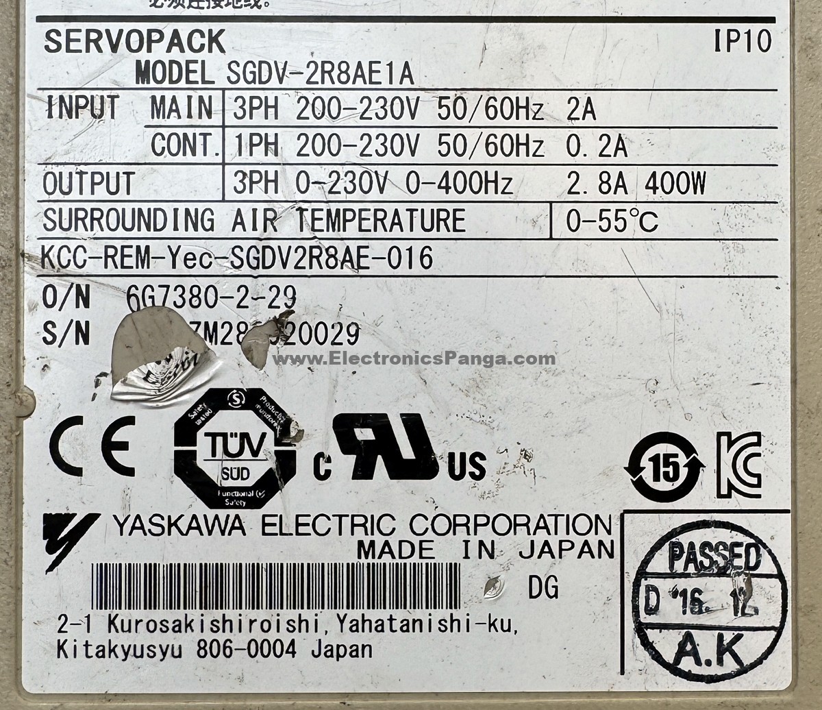 YASKAWA 400W (0.4Kw) SGDV-2R8AE1A AC Servo Driver SD1585 - Image 4