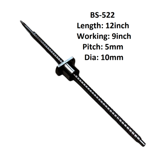 10X5 CNC Ball Screw With Nut 5mm Pitch 9inch Working And 12inch Length BS-522