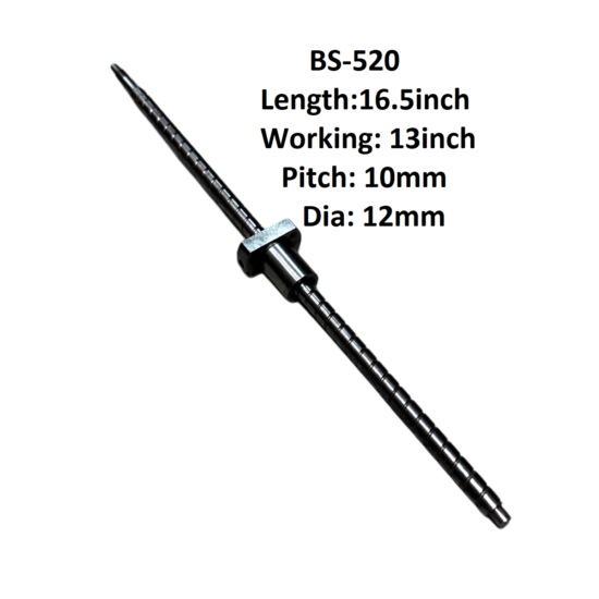 12X10 CNC Ball Screw With Nut 10mm Pitch 13inch Working And 16.5inch Length BS-520