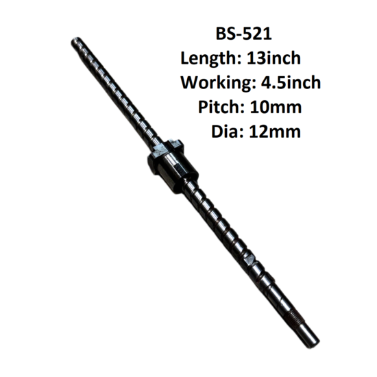 12X10 CNC Ball Screw With Nut 10mm Pitch 9.5inch Working And 13inch Length BS-521