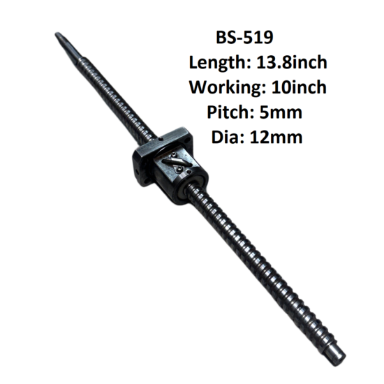 12X5 CNC Ball Screw With Nut 5mm Pitch 10inch Working And 13.8inch Length BS-519
