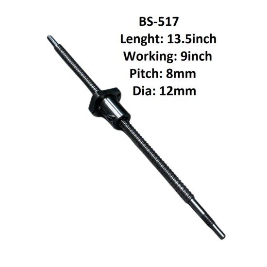 12X8 CNC Ball Screw With Nut 8mm Pitch 9inch Working And 13.5inch Length BS-517