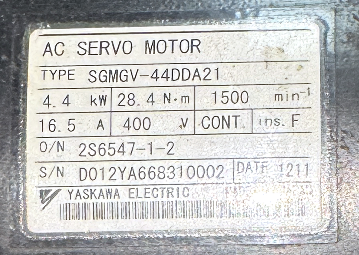 YASKAWA 4400W (4.4Kw) SGMGV-44DDA21 AC Servo Motor SM1458 - Image 2