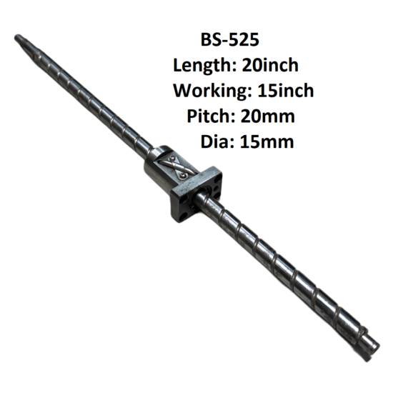 20X15 CNC Ball Screw With Nut 20mm Pitch 15inch Working 20inch Length BS-525