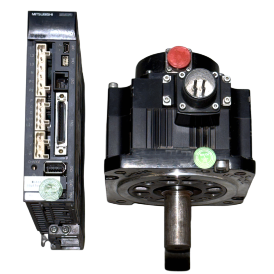 MITSUBISHI 0.5Kw (500W) HF-SP52 AC Servo Motor + MR-J3-60A 600W (0.6Kw) Driver MD402