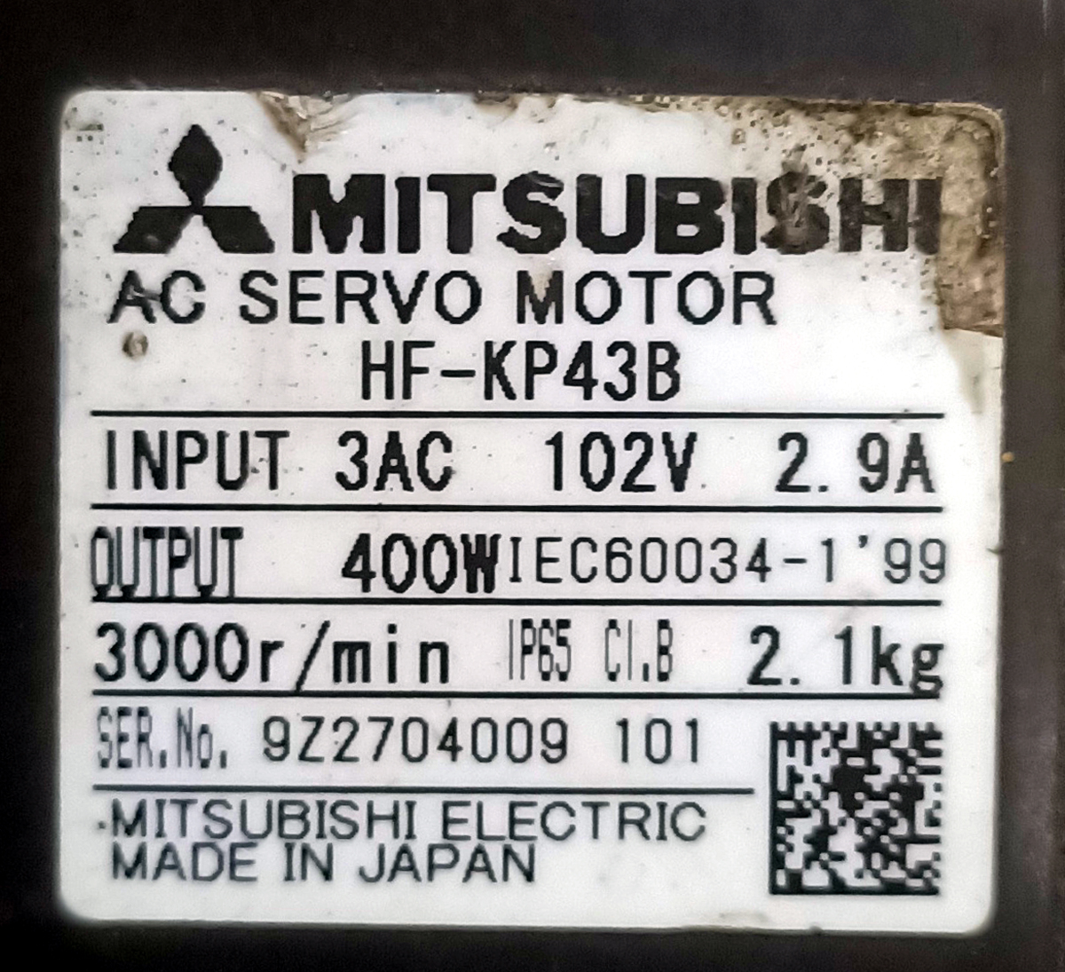 MITSUBISHI 400W (0.4Kw) HF-KP43B AC Servo Motor + MR-J3-40A Driver MD384 - Image 3