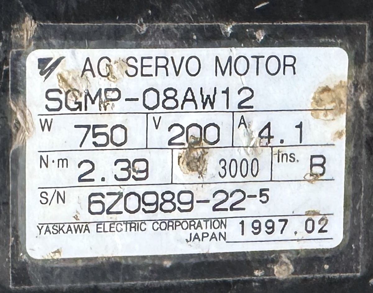 YASKAWA 750W (0.75Kw) SGMP-08AW12 AC Servo Motor SM1511 - Image 2
