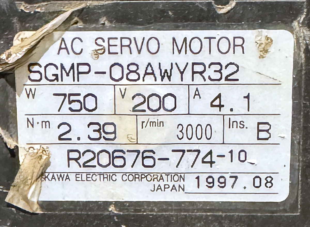YASKAWA 750W (0.75Kw) SGMP-08AWYR32 AC Servo Motor SM1513 - Image 2