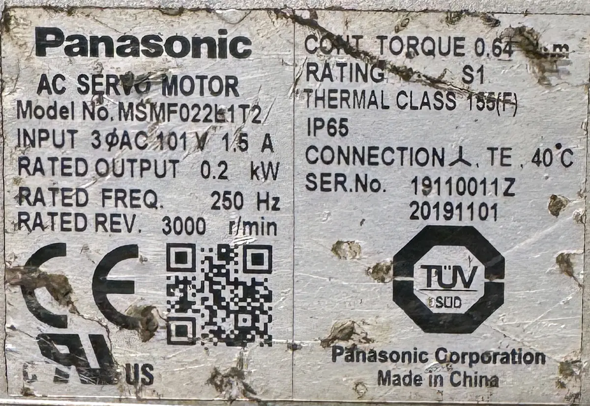 PANASONIC 0.2Kw (200W) MSMF022L1T2 AC Servo Motor SM1538 - Image 2