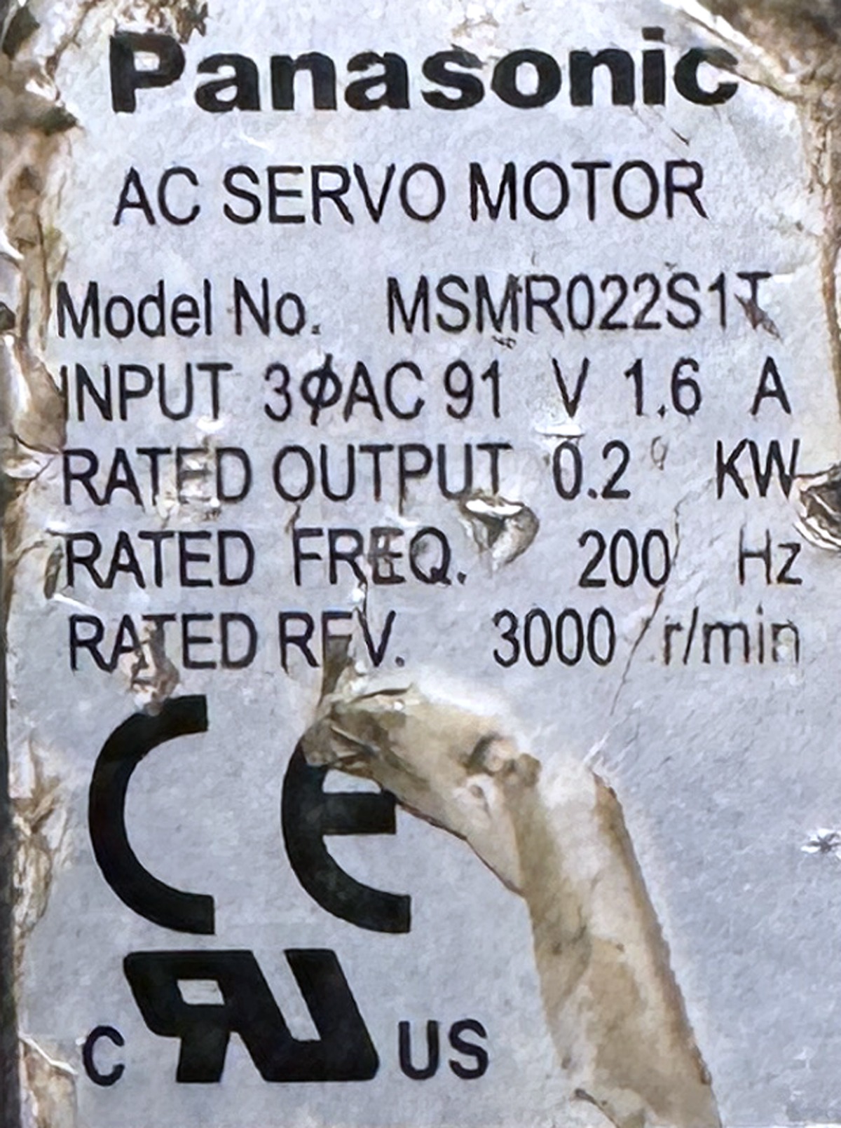 PANASONIC 0.2kw (200w) MSMR022S1T AC Servo Motor SM1539 - Image 2